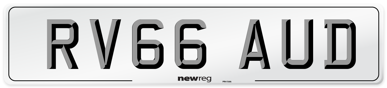 RV66 AUD Number Plate from New Reg